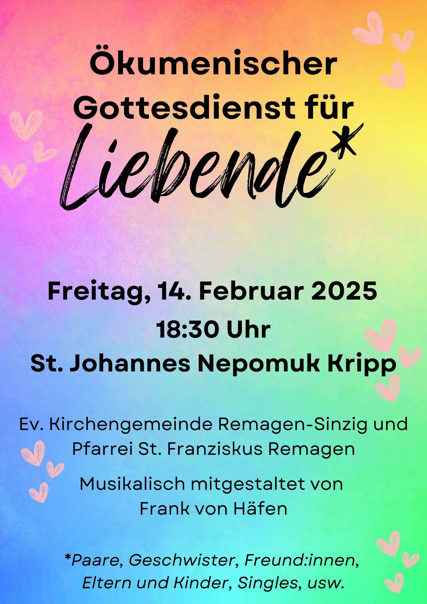 Informationsflyer für den Gottesdienst für Liebende